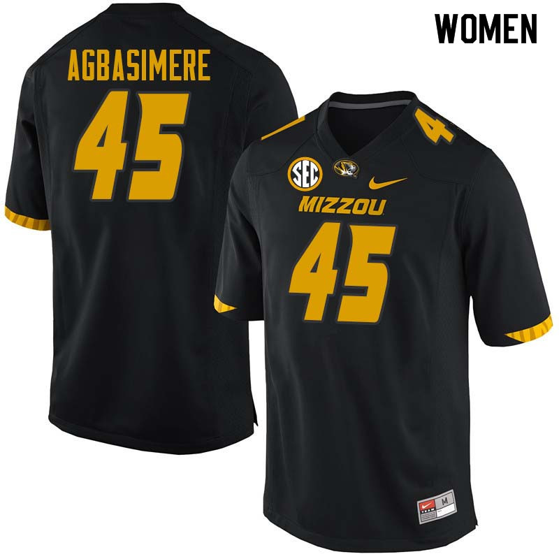 Women #45 Franklin Agbasimere Missouri Tigers College Football Jerseys Sale-Black - Click Image to Close